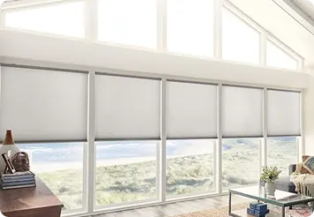 Bedroom with window treatments